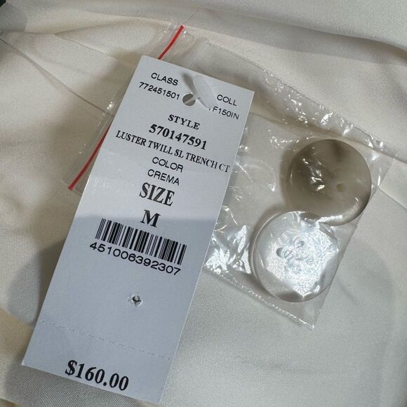 White House Black Market luster twill white sleeves trench coat size medium NWT - Picture 10 of 12